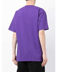 violettes bedrucktes T-Shirt mit einem Rundhalsausschnitt von Seven By Seven