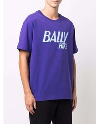 violettes bedrucktes T-Shirt mit einem Rundhalsausschnitt von Bally