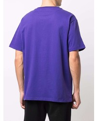 violettes bedrucktes T-Shirt mit einem Rundhalsausschnitt von Bally