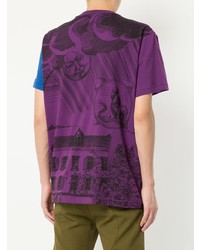 violettes bedrucktes T-Shirt mit einem Rundhalsausschnitt von Walter Van Beirendonck
