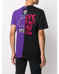 violettes bedrucktes T-Shirt mit einem Rundhalsausschnitt von Diesel