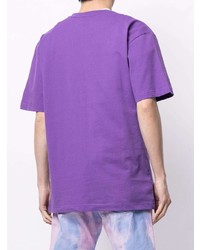 violettes bedrucktes T-Shirt mit einem Rundhalsausschnitt von Chinatown Market