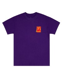 violettes bedrucktes T-Shirt mit einem Rundhalsausschnitt von Travis Scott Astroworld