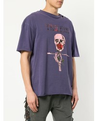 violettes bedrucktes T-Shirt mit einem Rundhalsausschnitt von Alchemist