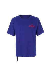 violettes bedrucktes T-Shirt mit einem Rundhalsausschnitt von Unravel Project