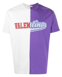 violettes bedrucktes T-Shirt mit einem Rundhalsausschnitt von Valentino Garavani
