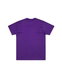 violettes bedrucktes T-Shirt mit einem Rundhalsausschnitt von Supreme