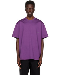 violettes bedrucktes T-Shirt mit einem Rundhalsausschnitt von Wooyoungmi