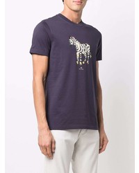 violettes bedrucktes T-Shirt mit einem Rundhalsausschnitt von Paul Smith