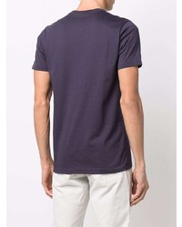 violettes bedrucktes T-Shirt mit einem Rundhalsausschnitt von Paul Smith