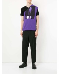 violettes bedrucktes Trägershirt von Raf Simons