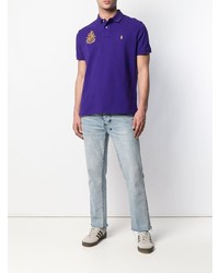 violettes besticktes Polohemd von Polo Ralph Lauren