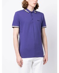 violettes besticktes Polohemd von BOSS