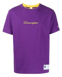 violettes besticktes T-Shirt mit einem Rundhalsausschnitt von Carhartt WIP