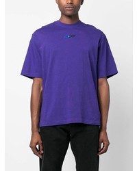 violettes besticktes T-Shirt mit einem Rundhalsausschnitt von Off-White