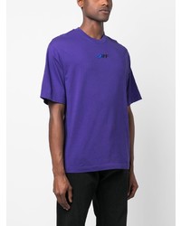 violettes besticktes T-Shirt mit einem Rundhalsausschnitt von Off-White