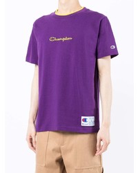 violettes besticktes T-Shirt mit einem Rundhalsausschnitt von Carhartt WIP