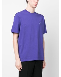 violettes besticktes T-Shirt mit einem Rundhalsausschnitt von PS Paul Smith