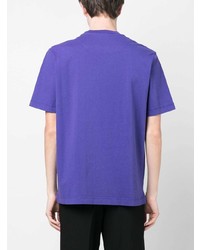 violettes besticktes T-Shirt mit einem Rundhalsausschnitt von PS Paul Smith