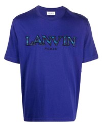 violettes besticktes T-Shirt mit einem Rundhalsausschnitt von Lanvin
