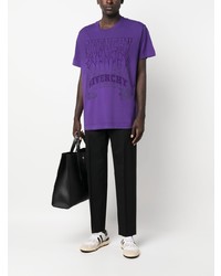 violettes besticktes T-Shirt mit einem Rundhalsausschnitt von Givenchy