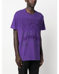 violettes besticktes T-Shirt mit einem Rundhalsausschnitt von Givenchy