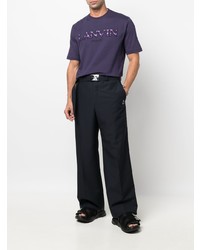 violettes besticktes T-Shirt mit einem Rundhalsausschnitt von Lanvin