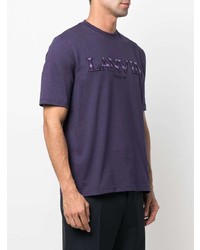 violettes besticktes T-Shirt mit einem Rundhalsausschnitt von Lanvin