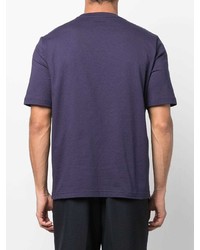 violettes besticktes T-Shirt mit einem Rundhalsausschnitt von Lanvin