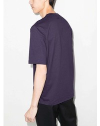 violettes besticktes T-Shirt mit einem Rundhalsausschnitt von Lanvin