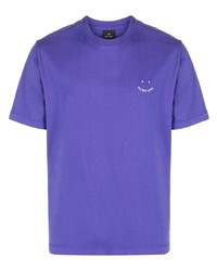 violettes besticktes T-Shirt mit einem Rundhalsausschnitt von PS Paul Smith