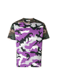 violettes Camouflage T-Shirt mit einem Rundhalsausschnitt