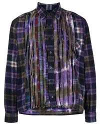 violettes Flanell Langarmhemd mit Schottenmuster von Needles