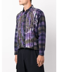 violettes Flanell Langarmhemd mit Schottenmuster von Needles