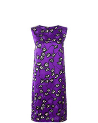 violettes gerade geschnittenes Kleid mit Blumenmuster von Marni