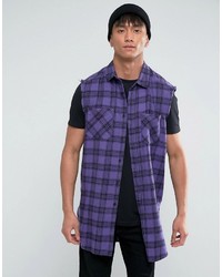 violettes Hemd mit Schottenmuster von Asos