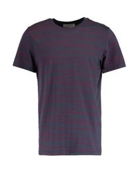 violettes horizontal gestreiftes T-Shirt mit einem Rundhalsausschnitt von Ontour