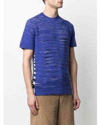 violettes horizontal gestreiftes T-Shirt mit einem Rundhalsausschnitt von Missoni