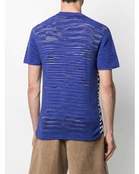 violettes horizontal gestreiftes T-Shirt mit einem Rundhalsausschnitt von Missoni