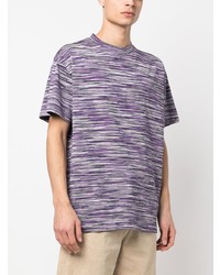 violettes horizontal gestreiftes T-Shirt mit einem Rundhalsausschnitt von Missoni