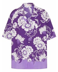 violettes Kurzarmhemd mit Blumenmuster von Valentino