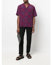 violettes Kurzarmhemd mit Paisley-Muster von Saint Laurent