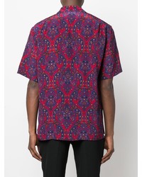 violettes Kurzarmhemd mit Paisley-Muster von Saint Laurent