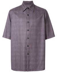 violettes Kurzarmhemd mit Schottenmuster