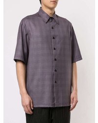 violettes Kurzarmhemd mit Schottenmuster von Necessity Sense