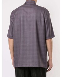 violettes Kurzarmhemd mit Schottenmuster von Necessity Sense