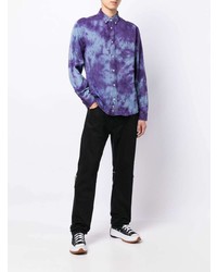 violettes Mit Batikmuster Langarmhemd von Stain Shade