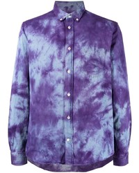 violettes Mit Batikmuster Langarmhemd von Stain Shade