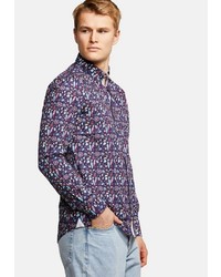 violettes Langarmhemd mit Blumenmuster von colours & sons