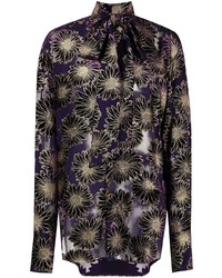 violettes Langarmhemd mit Blumenmuster von COOL T.M